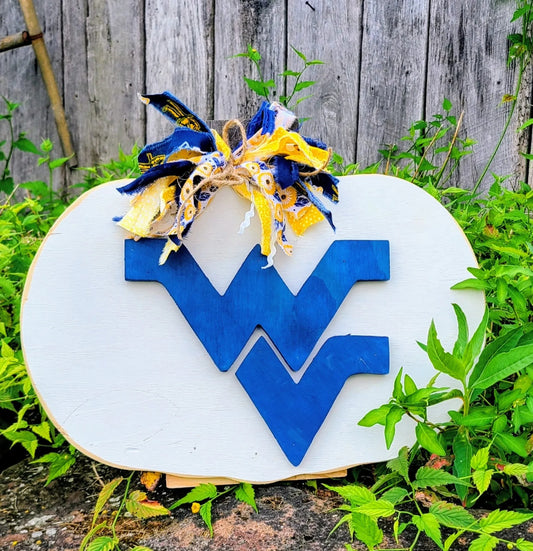 Indoor/outdoor WV wooden pumpkin