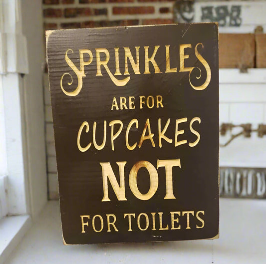Wooden sign with engraved text on a 